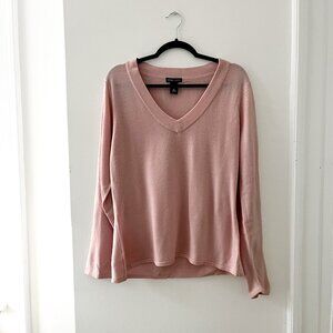 NY & Company Pink V-Neck Knit Sweater XL | Soft Cozy Long Sleeve Pullover